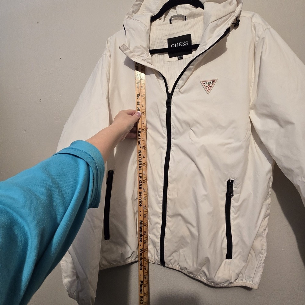 Guess Mens Windbreaker XLG White Logos Streetwear Skater Retro 90s Y2K Grunge - Picture 8 of 14
